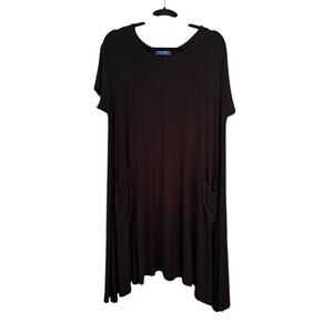 Mexicali Blues Black T-shirt Dress Flowy Asymmetrical Whimsy GOTH Lagenlook OS